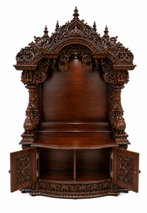 Templo doméstico de madera de teca Shiv Parivar, templo de madera de teca maciza hecho a mano para exportación, mandir de madera premium para Pooja con almacenamiento para el Reino Unido - Product Image 4