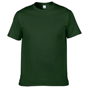 T-shirt unisexe en coton 100% de qualité supérieure, vert foncé, col rond, manches courtes, tissu tricoté décontracté à motif uni, de haute qualité - Product Image 3