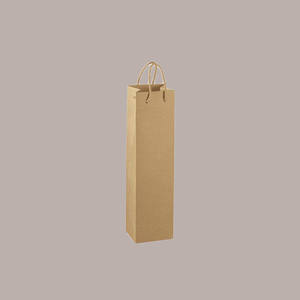 10pcs sac cadeau en papier Kraft brun 12x8x40cm 1 bouteille capacité de 750ml avec poignée à cordon pour expositions - Product Image 1