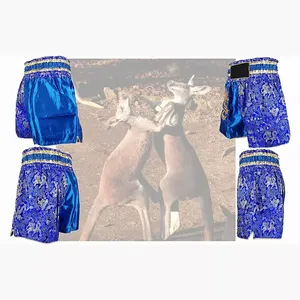 กางเกงขาสั้นมวยไทยสีฟ้าพิมพ์ลายมังกรต่อสู้ - Product Image 4