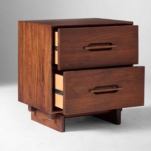 Table de chevet moderne en bois avec deux tiroirs, finition noyer, pour chambre et salon, meuble de rangement pour la maison - Product Image 6