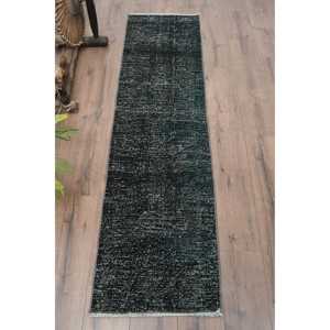 Turkish <b>Runner</b> <b>Rug</b>, 1.8x6.7 ft Vintage <b>Rug</b>, Black Floral Wool <b>Rug</b> - Product Image 1
