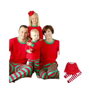 Conjuntos de Pijamas de Natal em Poliéster Sublimado DDP para Família com Logo Personalizado Listrado em Vermelho e Branco - Product Image 2