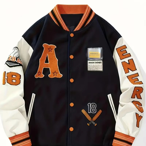 แจ็กเก็ตฤดูหนาวของผู้ชายแบบสั่งทำสไตล์เท่ๆหนังเบสบอลผ้าใบพร้อมคอตั้งคุ้มค่า! - Product Image 1
