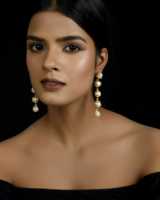 Boucle d'oreille de mariée élégante perle d'eau douce blanche naturelle longue paire boucle d'oreille en laiton plaqué or boucle d'oreille bijoux de mode