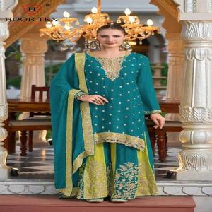 Nueva llegada Ropa Étnica de moda Venta caliente pesado Chinon con bordado Salwar traje mujer moda fabricante - Product Image 1