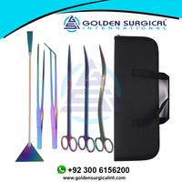 Outils de nettoyage aquatiques Accessoires 6 en 1 Pince d'aquarium en acier inoxydable Pince à épiler colorée Ciseaux Pelle Plantes Herbe