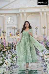 Style indien et pakistanais Designer Organza Soie Prêt à Porter Fantaisie Salwar Kameez Costume Indien Pakistanais Style Robes et Robe - Product Image 5