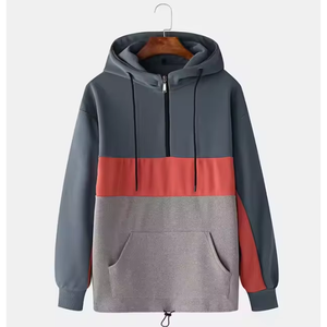 Sweat à capuche zippé élégant, color block, anti-rides, coupe-vent, respirant, pour un usage décontracté en plein air, toutes saisons - Product Image 2