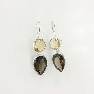 Wholesale Popular Design Sterling <b>Silver</b> <b>Huggie</b> <b>Earrings</b> with Smokey Citrine Pear Gemstone Cut Diamond for Weddings and Parties - Product Image 2