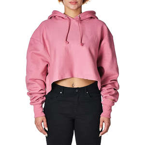 Sudadera con capucha de gran tamaño personalizada OEM al por mayor para mujer Sudadera con capucha recortada para mujer para otoño sudaderas con capucha para hombre - Product Image 2
