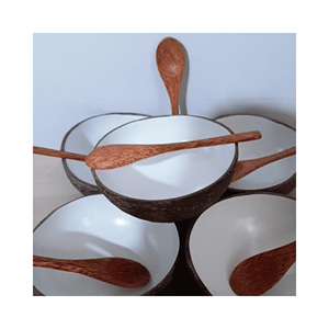 Cuenco de cerámica con forma de coco, pulido artesanal, material: cerámica y piezas de concha; uso: decoración de interiores, hecho a mano en Vietnam - Product Image 5