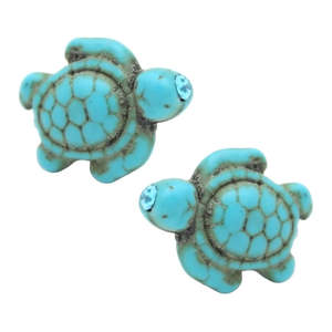 Orecchini a perno con tartaruga marina hawaiana e acquamarina, alla moda, con incastonatura a castone, in ottone e rame con diamante, idea regalo - Product Image 1