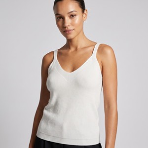 Canotta a costine a maglia singola con scollo a V e spalline larghe, taglie S/M–M/L, adatta alle taglie 36–42 - Product Image 2