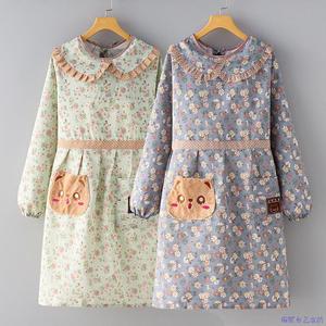 Long Sleeve Cotton Work Oversleeves for <b>Women</b> with Zipper Pockets Stain-Resistant Kitchen <b>Apron</b> for Adults - Product Image 2