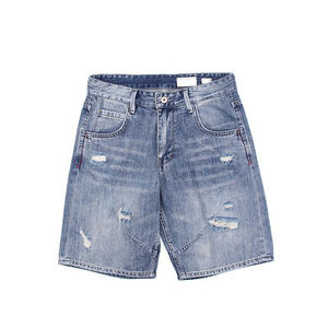 Men's Vintage Washed Denim Shorts Breathable Eco-Friendly High Quality High Street Style Mid Waist Knitted Casual Straight - Product Image 2