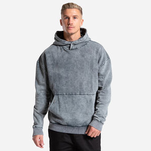Sweat-shirts pour hommes à coupe régulière, effet délavé à l'acide, fermeture éclair, effet usé, imperméables, écologiques, respirants, broderie, vêtements de rue thermiques - Product Image 1