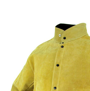 Chaqueta de soldadura de cuero amarillo unisex chaquetas de seguridad de trabajo de cuero de vaca resistente para soldadores chaquetas de seguridad - Product Image 4