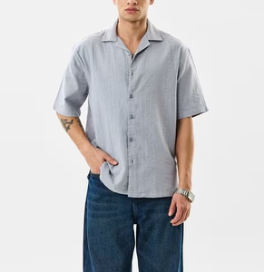 Chemise de plage à manches courtes de style hawaïen personnalisée, col cubain, chemise à boutons ample et vintage pour homme, décorée de coquillages - Product Image 1