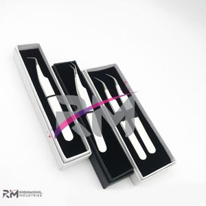 RMI Top Vente En Acier Inoxydable Diamant Grip Pince À Épiler Professionnel Extension De Cils Pince À Épiler Ensemble 5Pcs Miroir Poli Beauté - Product Image 5