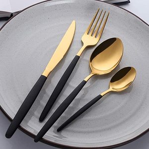 Attractive Design Metal Cutlery Set With White Enamel <b>Slim</b> Handle Gold Finished for Dining <b>table</b> Dinnerware Flatware Sets - Product Image 3
