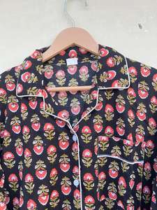 Traje de noche de algodón 100% hecho a mano indio, ropa de dormir con estampado Floral, elegante, informal para primavera, otoño, vacaciones, paseo matutino exclusivo - Product Image 2