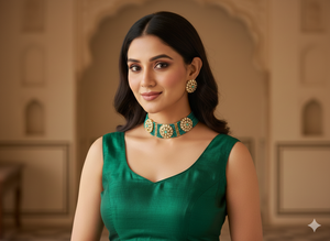 Hermoso Conjunto de Gargantilla Estilo Antiguo con Diseño Étnico de Cuentas y Alto Pulido Dorado, Perfecto para Bodas, Festivales y Fiestas - Product Image 5