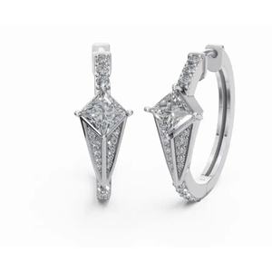 Boucles d'oreilles en or 18 carats de haute qualité, brillance nébuleuse galactique, diamants princesse et taille ronde, bijoux de laboratoire cultivés, vente en gros B2B, exportation - Product Image 4