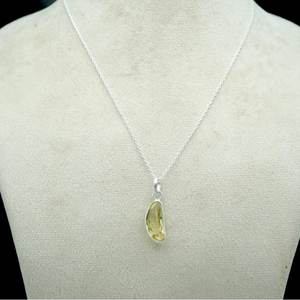 Collar de cuarzo limón de Plata de Ley 925, joyería hecha a mano de piedras preciosas facetadas genuinas de calidad AAA + con diamante como piedra principal - Product Image 3