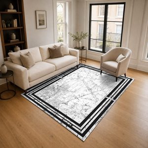 Tapis de salon en chenille gris argenté contemporain abstrait imprimé numériquement, lavable en machine, antidérapant, vente en gros RUGS DEPOT LXDP-1010 - Product Image 2