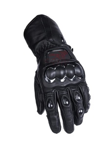 ถุงมือแข่งรถหนังวัวพร้อมซับในนุ่มสีดำล้วน - Product Image 6