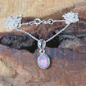 Colgante giratorio de Plata de Ley 925 chapado en rodio, colgante de piedras preciosas de ópalo de fuego hecho a mano, regalo de boda perfecto, joyería de sello 925 - Product Image 2