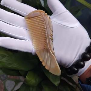 Handcrafted Eco-Friendly Curved Buffalo Horn Hair <b>Comb</b> Custom Logo Natural <b>Wide</b> Tooth Design for Gentle Detangling Anti-Static - Product Image 6
