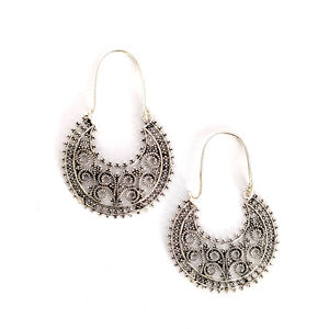 Boucles d'oreilles créoles argentées tendance style religieux, plaqué or rhodié, or 18 carats, or rose, avec perle et diamant, pour mariages et cadeaux - Product Image 1