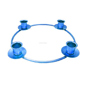 Bougeoir rond en métal argenté, échantillon disponible, clair, décoratif de vacances, imprimé européen, décor de mariage fait à la main - Product Image 3