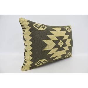 Verde Oliva oscuro 16x24 pulgadas Almohada de lana geométrica Bohemia Patrón vintage Técnica tejida - Product Image 3