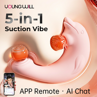 Vibrateur intelligent professionnel à cinq fonctions avec aspiration, vibration, chauffage, étanche, 9 modes, nervuré, application Dolphin, suceur