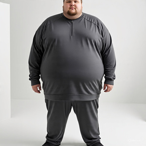 Chándal polar de algodón para hombre de talla grande, conjunto de dos piezas con logotipo personalizado y sudadera con capucha y pantalones deportivos para entrenar deportes de invierno informales - Product Image 1