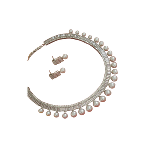 Elegant <b>Pearl</b> Drop <b>Choker</b> Necklace Set with Stud Earrings for Wedding Party Engagement or Anniversary - Product Image 3