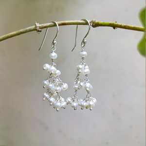 Handmade Freshwater Pearl <b>Dangle</b> Drop <b>Earrings</b> Bridal Sterling <b>Silver</b> <b>Earrings</b> - Product Image 4