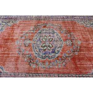Grand tapis vintage 5,5x9,3 pieds, tapis turc en laine rayé rouge - Product Image 5