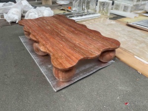 Offre Spéciale pierre naturelle travertin rouge Tables basses meubles de salon Mabrle Table d'appoint Table basse d'appoint - Product Image 3