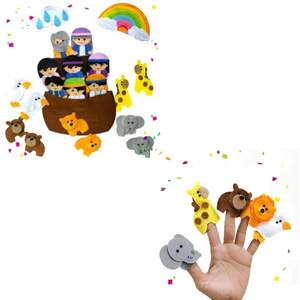 Ensemble de marionnettes à doigts Famille Noé, marionnettes en tissu doux et résistantes, avec Noé, sa femme et ses fils, pour les enfants de 2 à 6 ans, école du dimanche, maison - Product Image 6