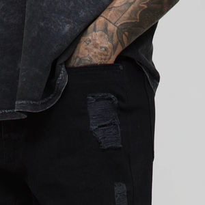 Shorts en jean déchirés pour hommes, style décontracté chic, polyvalents, été, élégants, décontractés, fabriqués en coton doux avec un design de logo personnalisé - Product Image 2