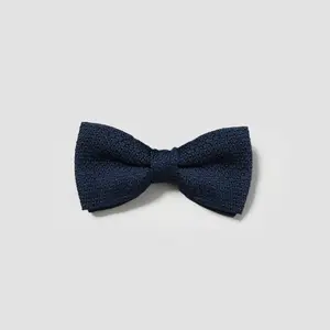 Elegant Night Blue Bowtie - 100% Silk Grenadine Design - Versatile For Different Events - Fully Customizable