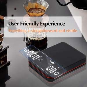Fenchui Mini Pour Over Coffee Scale Black Mirror Italian Gram Coffee Scale LED Screen Rechargeable <b>Timer</b> - Product Image 3