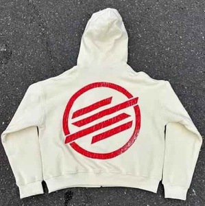 เสื้อฮู้ดดี้สตรีทแวร์ลายกราฟิกปักเอง ผ้าฝ้าย 100% เป็นมิตรกับสิ่งแวดล้อม น้ำหนัก 350-400 กรัม ผ้าเฟรนช์เทอร์รี่ ซักแล้ว แต่งลายปะติดแบบดิสเทรส - Product Image 3