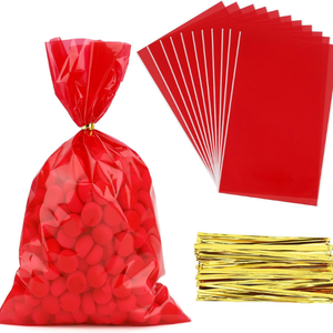 ถุงของขวัญพลาสติกใส50ชิ้นพร้อมถุงกระดาษแก้ว50ใบสำหรับใส่ขนม - Product Image 1
