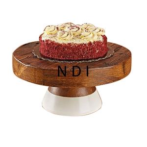 Soporte de madera de una sola capa para servir pastel de frutas de aspecto tradicional, con acabado natural, para decoración de fiestas de cumpleaños y Navidad. - Product Image 1