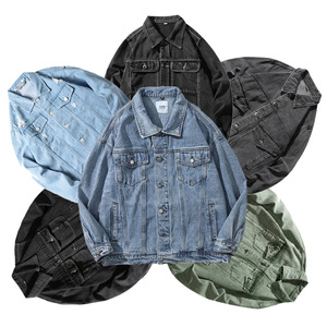 Chaqueta vaquera negra rasgada con lavado vintage y logotipo personalizado para hombre, chaqueta vaquera extragrande con cremallera, servicio de fabricante OEM disponible - Product Image 2